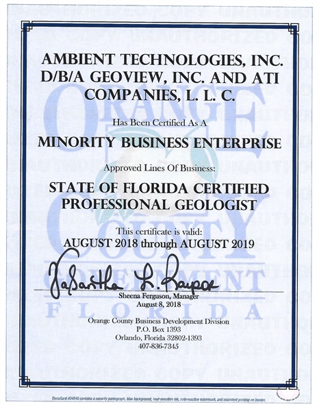Ambient Technologies, Inc. and Subsidiaries have been Awarded the Orange County MBE Certification