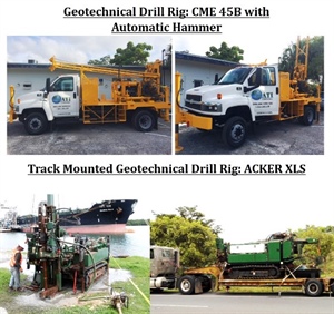 ATI Drilling renews its Geotechnical Drilling Services with Two Geotechnical Drill Rigs: Truck Mounted CME 45B with Automatic Hammer and Track Mounted ACKER XLS